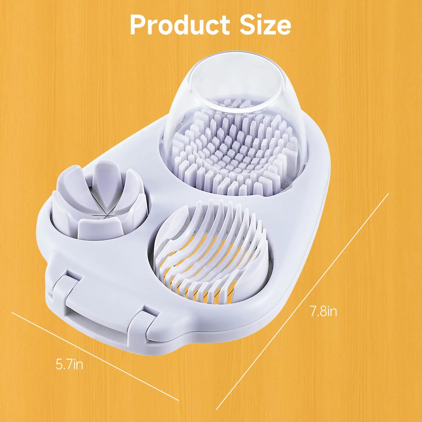 3-In-1 Multifunctional Egg Slicer, Stainless Steel Egg Cutter for Boiled Eggs, Century Eggs, Strawberry and Soft Fruits, Easy Egg Slicer Chopper for Salads, Bento and Kitchen Prep