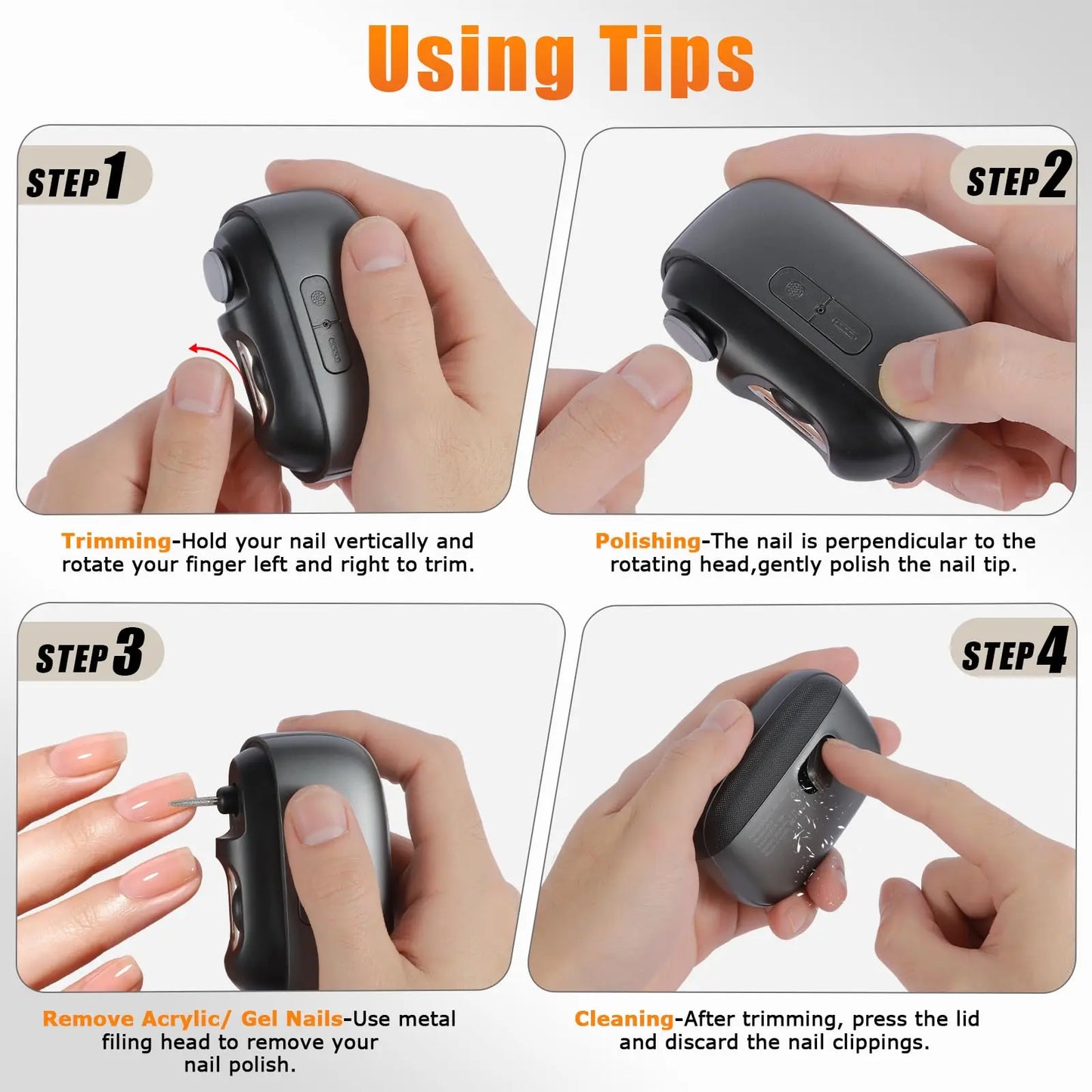 Electric Nail Clipper for Daily Nail at Home，Electric Nail Clipper for Seniors Easy Nail Trimming，3-In-1 Automatic Nail Trimmer with Clipping, Polishing & Storage, , Nail Clippers Infant Care Modes for Home and Travel,