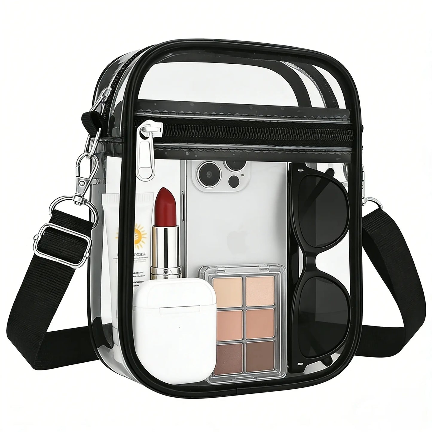 Stadium Approved Clear Crossbody Backpack - Waterproof PVC Transparent Bag with Adjustable Strap for Men & Women, Ideal for Concerts, Sports Events, Festivals, Travel, Swimming & Beach