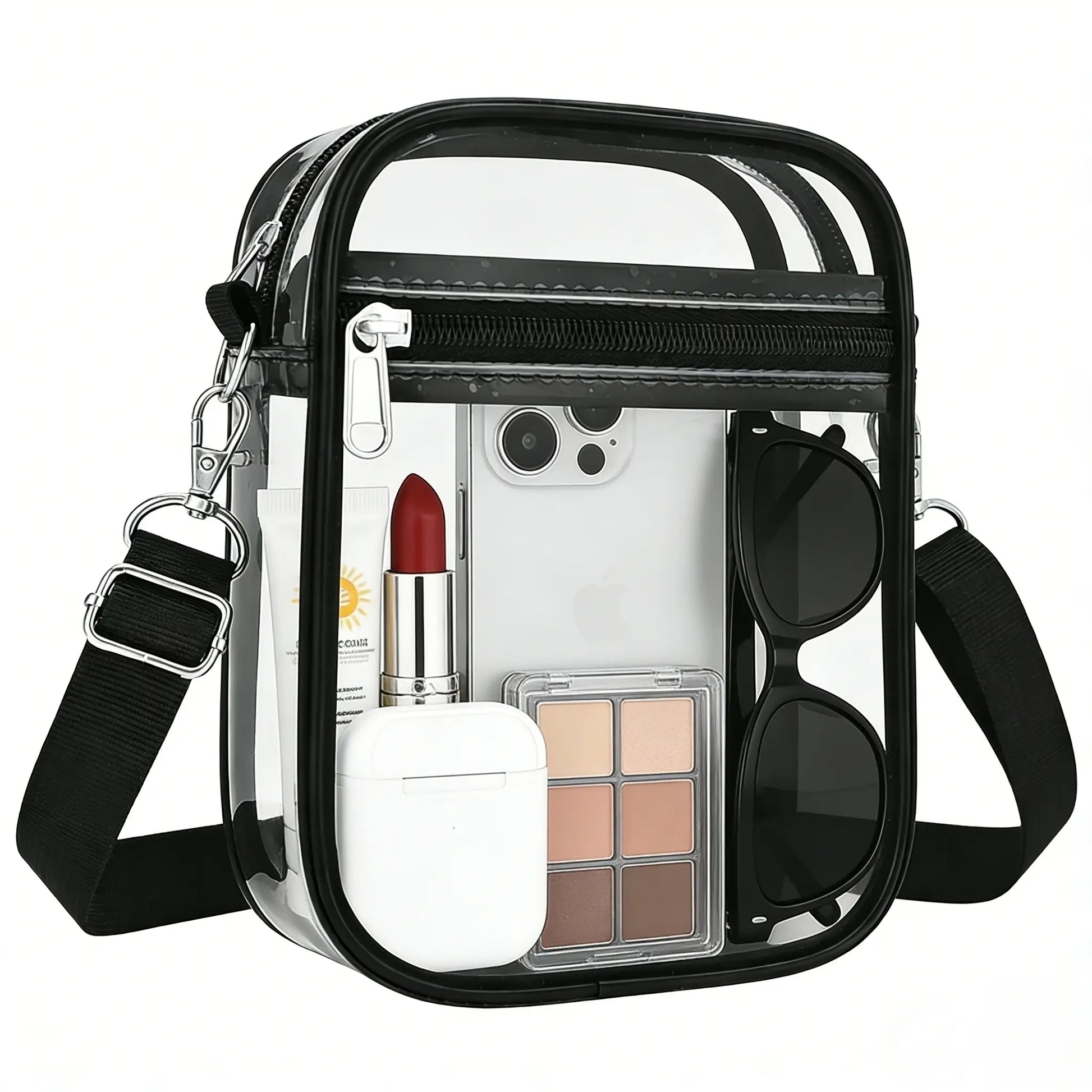 Stadium Approved Clear Crossbody Backpack - Waterproof PVC Transparent Bag with Adjustable Strap for Men & Women, Ideal for Concerts, Sports Events, Festivals, Travel, Swimming & Beach