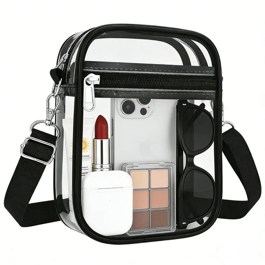 Stadium Approved Clear Crossbody Backpack - Waterproof PVC Transparent Bag with Adjustable Strap for Men & Women, Ideal for Concerts, Sports Events, Festivals, Travel, Swimming & Beach