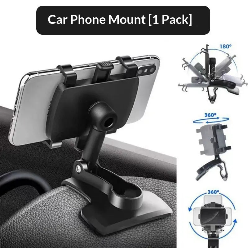 Phone Car Mount for Central Dashboard/Rearview Mirror – Multifunctional In‑Car Navigation Support Bracket