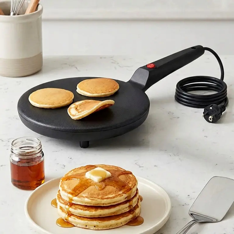 Multi-Function Pancake Maker, Non-Stick Crepe Maker & Crepe Machine - Non-Stick Heating Plate with LED Indicator Light, Easy to Clean, Compact Home Breakfast Machine
