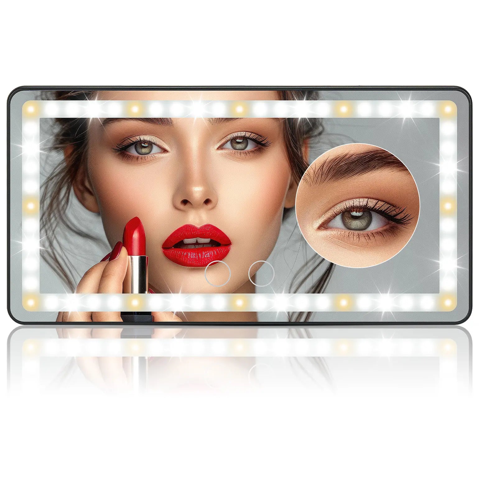 Joytutus Summervibes Car Sun Visor Vanity Mirror with 60 Leds Dimmable Touch Control Rechargeable 50% Brighter 60% More Energy Efficient Universal Fit Batteries Included