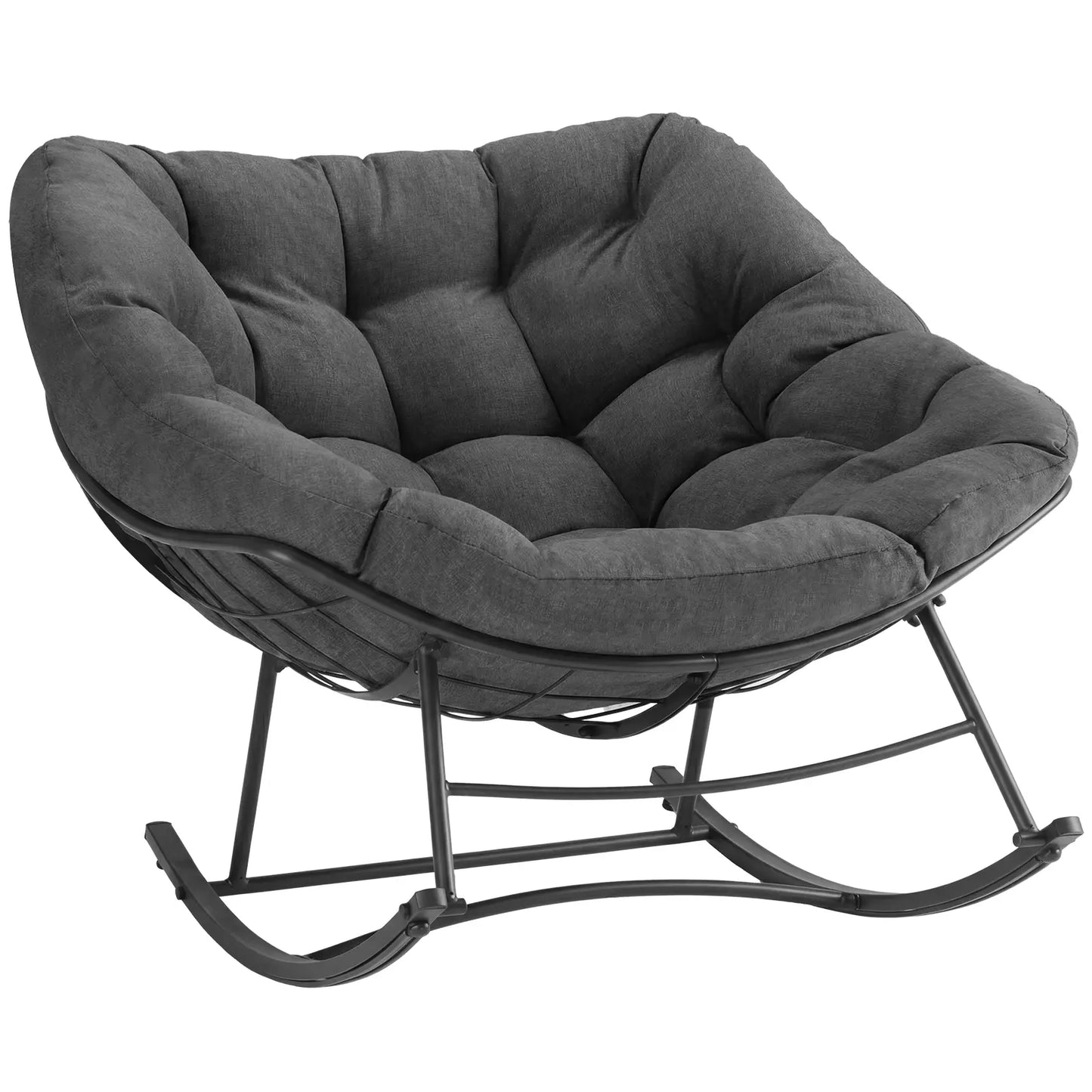 Heavy Duty Outdoor Rocking Chair with Cushion, Oversized Egg Lounge, 450 Lbs All-Weather Glider for Patio, Garden, Living Room