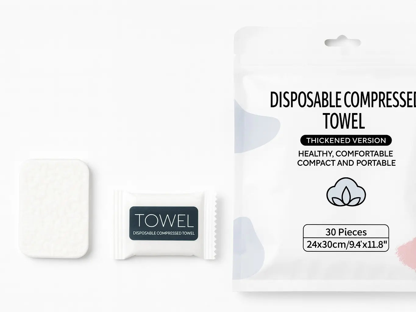 Disposable Compressed Towels 30 Count Portable Travel Towels Expandable Face Towels for Camping Hiking Gym Makeup Removal Individually Compact Tablets