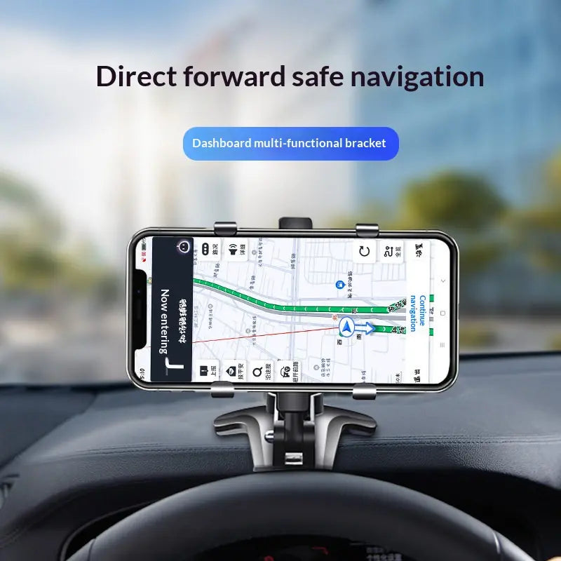 Phone Car Mount for Central Dashboard/Rearview Mirror – Multifunctional In‑Car Navigation Support Bracket