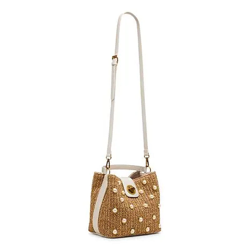 Betsey Johnson Pearl Raffia Bucket Bag