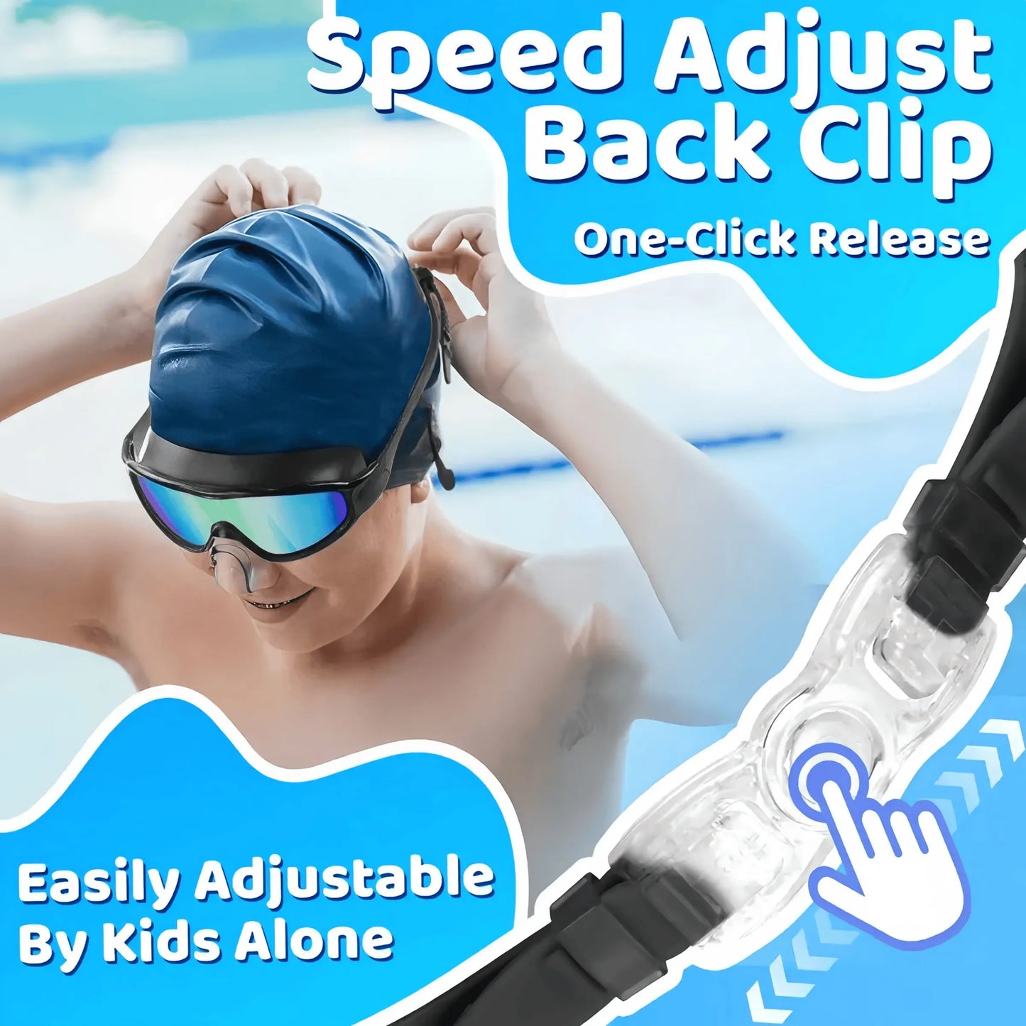 Kids' Snorkeling Mask with Earplugs & Nose Clip, Anti-Fog UV Waterproof Swim Goggles for Ages 5-14, Comfortable Silicone Frame for Safe Diving, UV Swimming Goggles, Swimming Accessories