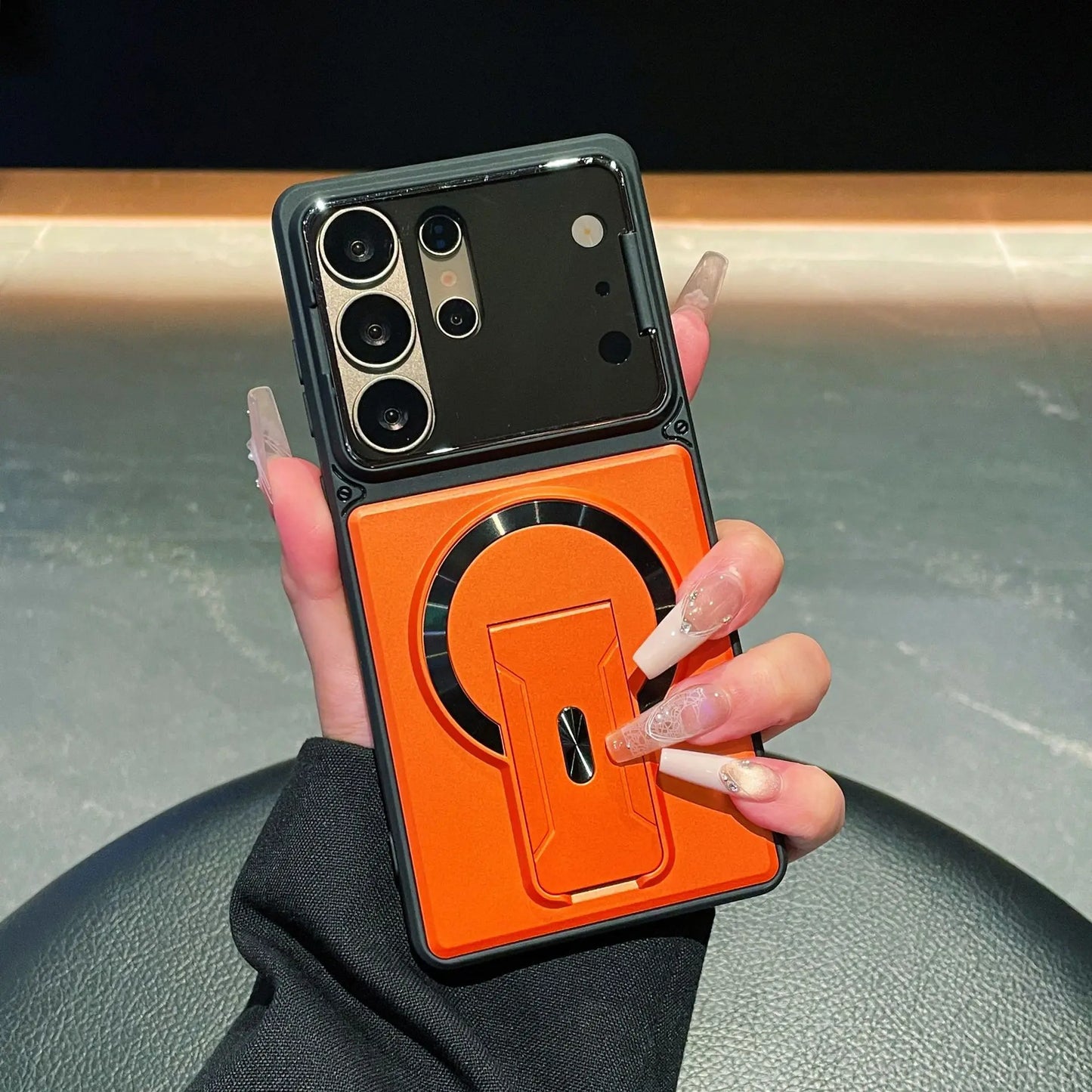 Multifunctional Magnetic Case with Invisible Stand & Camera Protection for Samsung S Series