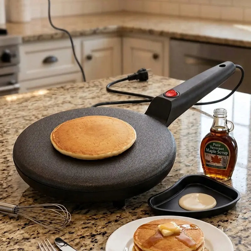 Multi-Function Pancake Maker, Non-Stick Crepe Maker & Crepe Machine - Non-Stick Heating Plate with LED Indicator Light, Easy to Clean, Compact Home Breakfast Machine