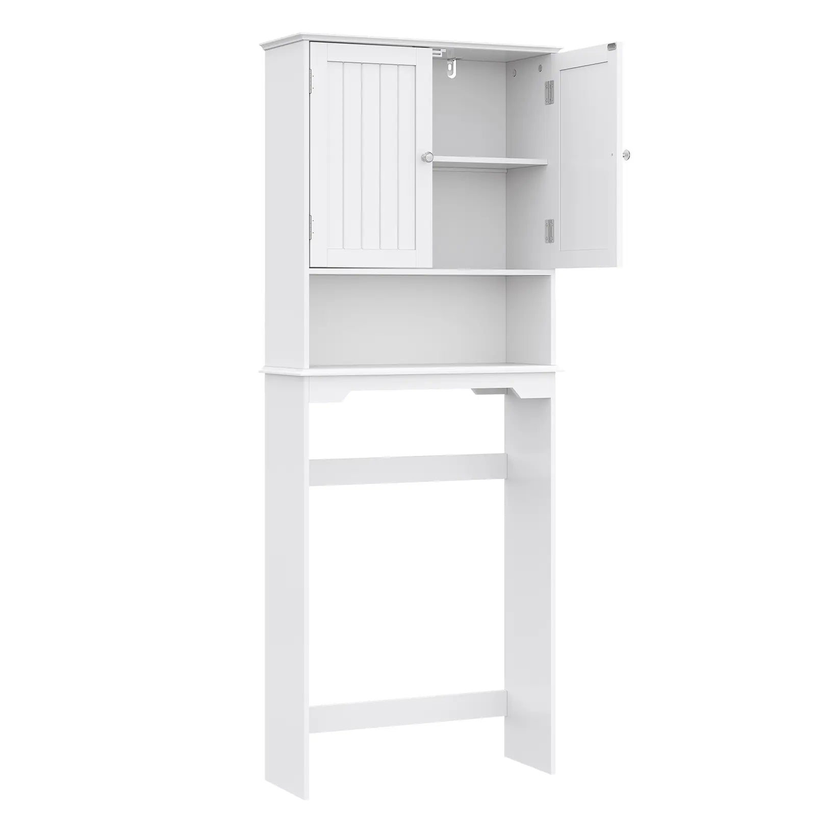 【Mother'Sdaygift】Over the Toilet Storage Cabinet, Bathroom Storage Cabinet over Toilet with Double Doors and Adjustable Shelf, Freestanding Toilet Rack for Bathroom, Black