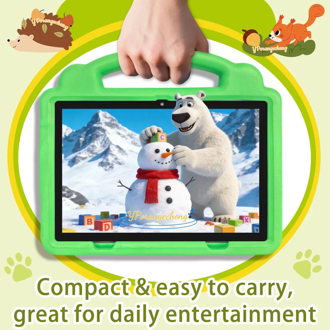10.1 Inch Learning Tablet for Students and Office, 5G Wi-Fi 3GB RAM 64GB ROM (Support 1TB Microsd), Dual Rear Cameras & Front Camera, Parental Control Mode, Shockproof Kid-Proof Case, Holiday Gift (Power Adapter Navailable in Pink/Blue/Green/Orange