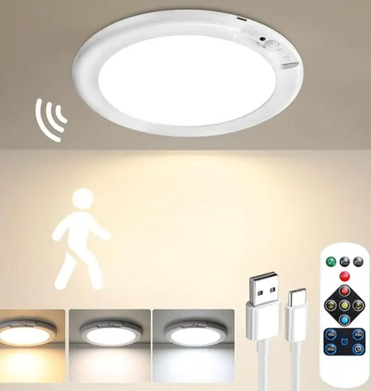 Rechargeable Motion Sensor Ceiling Light with Remote , 3 Color Motion Sensor Lights , Wireless Closet Light Battery Operated, Magnetic Dimmable LED Lights for Shower Pantry Shed Hallway Porch Garage Stairs Tiktokshopspringglowup