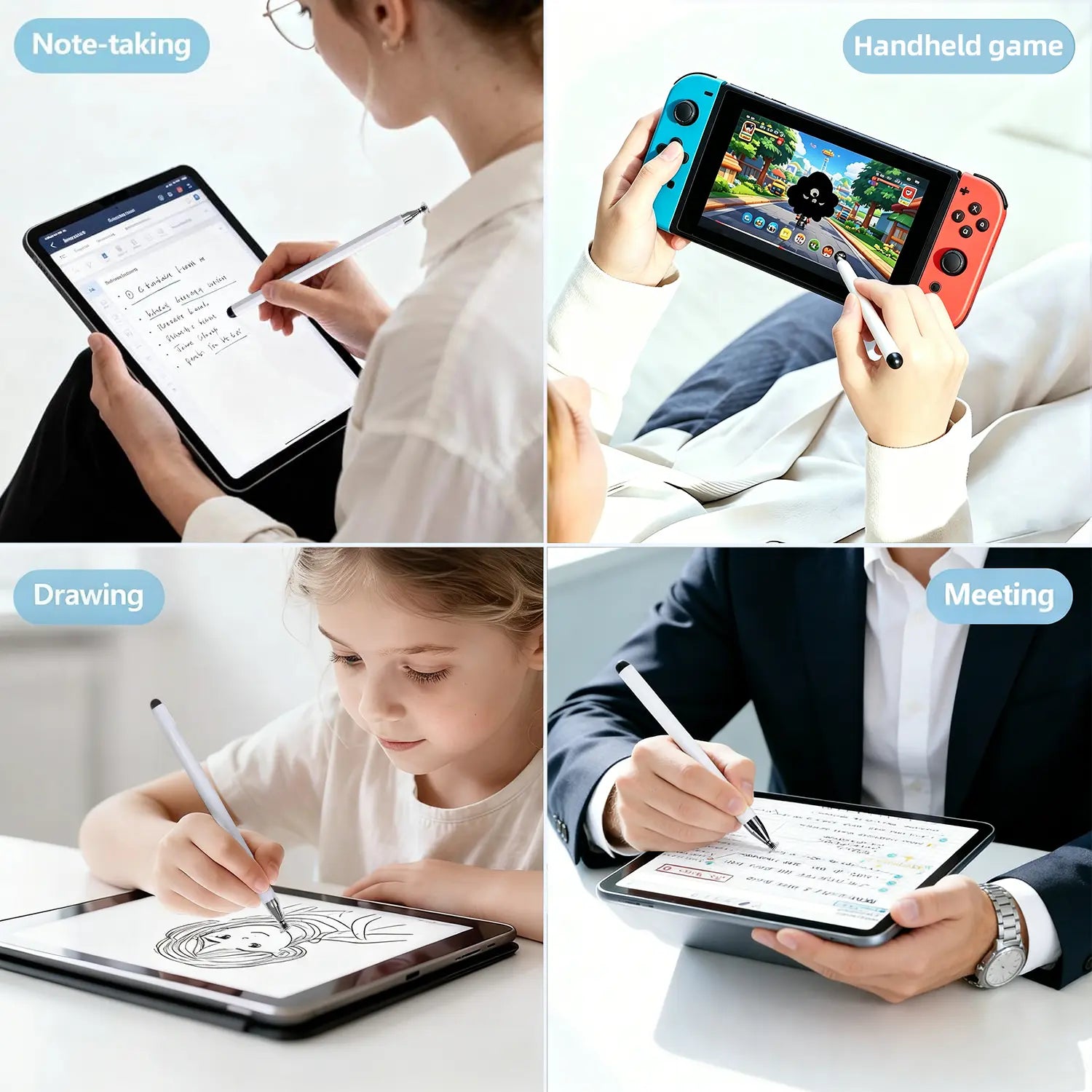 3-In-1 Stylus Pen for Touch Screen, High Precision and Sensitivity, Suitable for Iphone/Ipad/Android Tablets, Compatible with Touch Screens (Pink/Green/White) Mothersdaygift