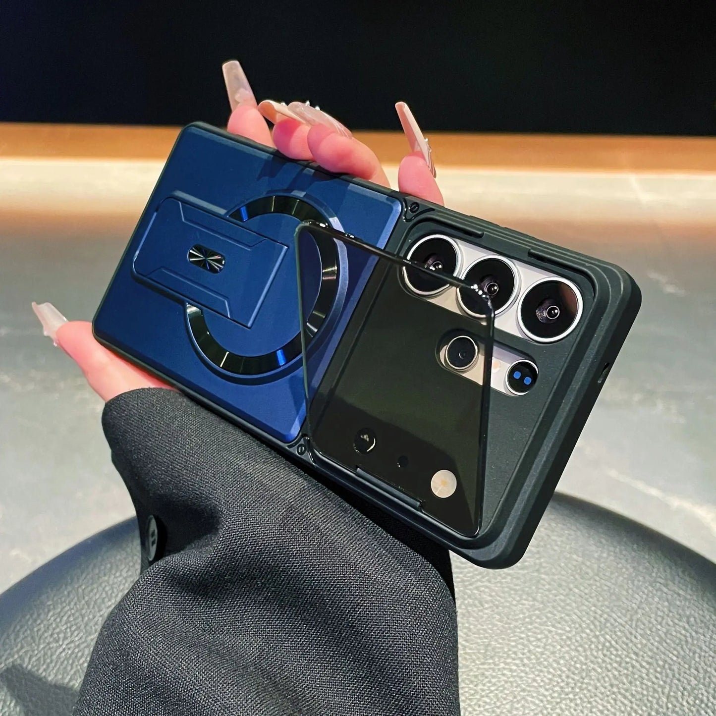 Multifunctional Magnetic Case with Invisible Stand & Camera Protection for Samsung S Series