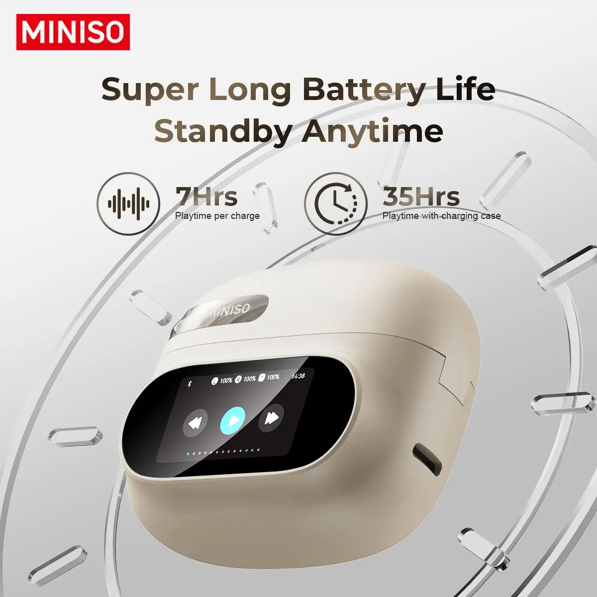 MINISO MS150 Open Wireless Headset BT5.4 Smart Screen Comfortable to Wear Super Sound Quality Long Battery Life Suitable for Music, Games, Sports
