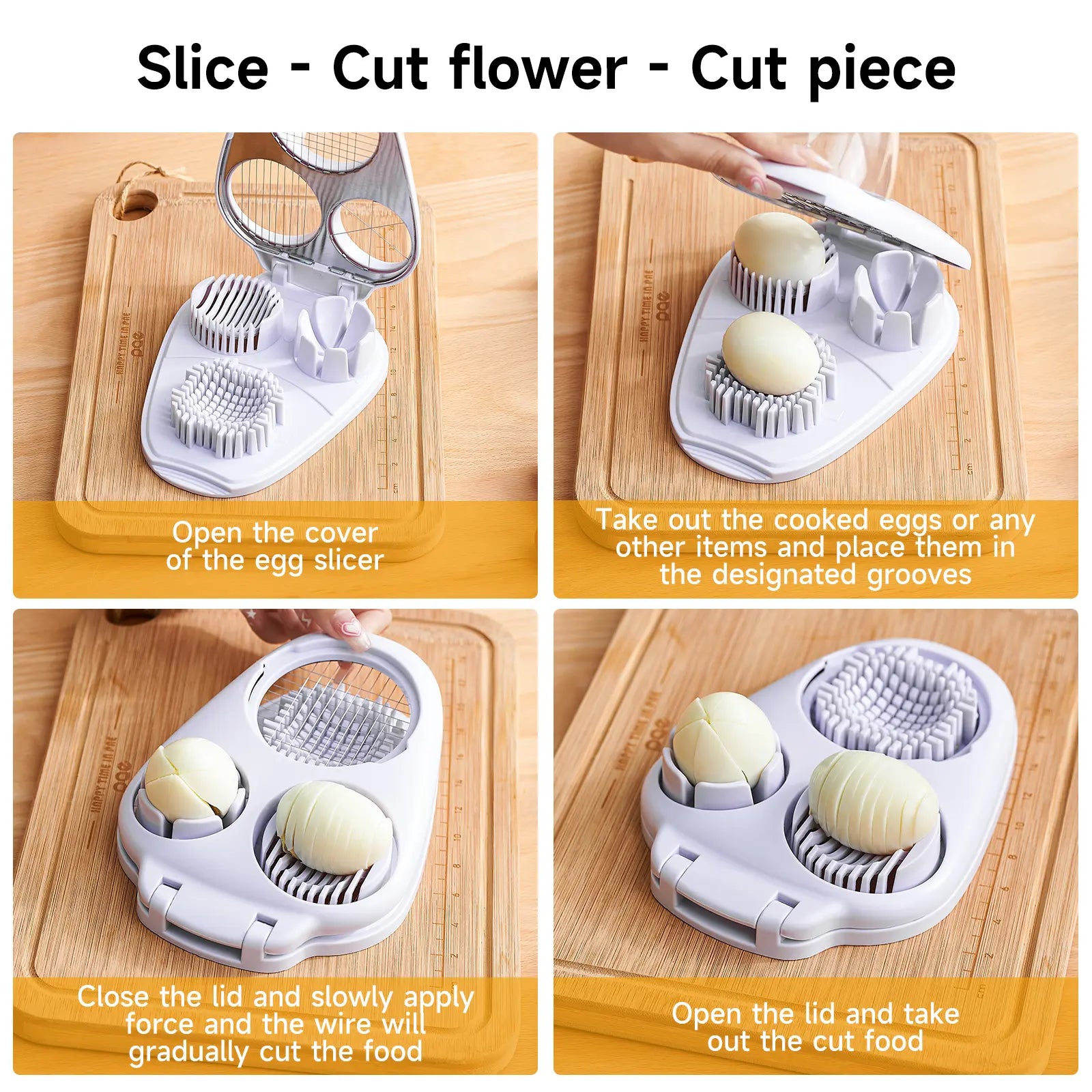 3-In-1 Multifunctional Egg Slicer, Stainless Steel Egg Cutter for Boiled Eggs, Century Eggs, Strawberry and Soft Fruits, Easy Egg Slicer Chopper for Salads, Bento and Kitchen Prep