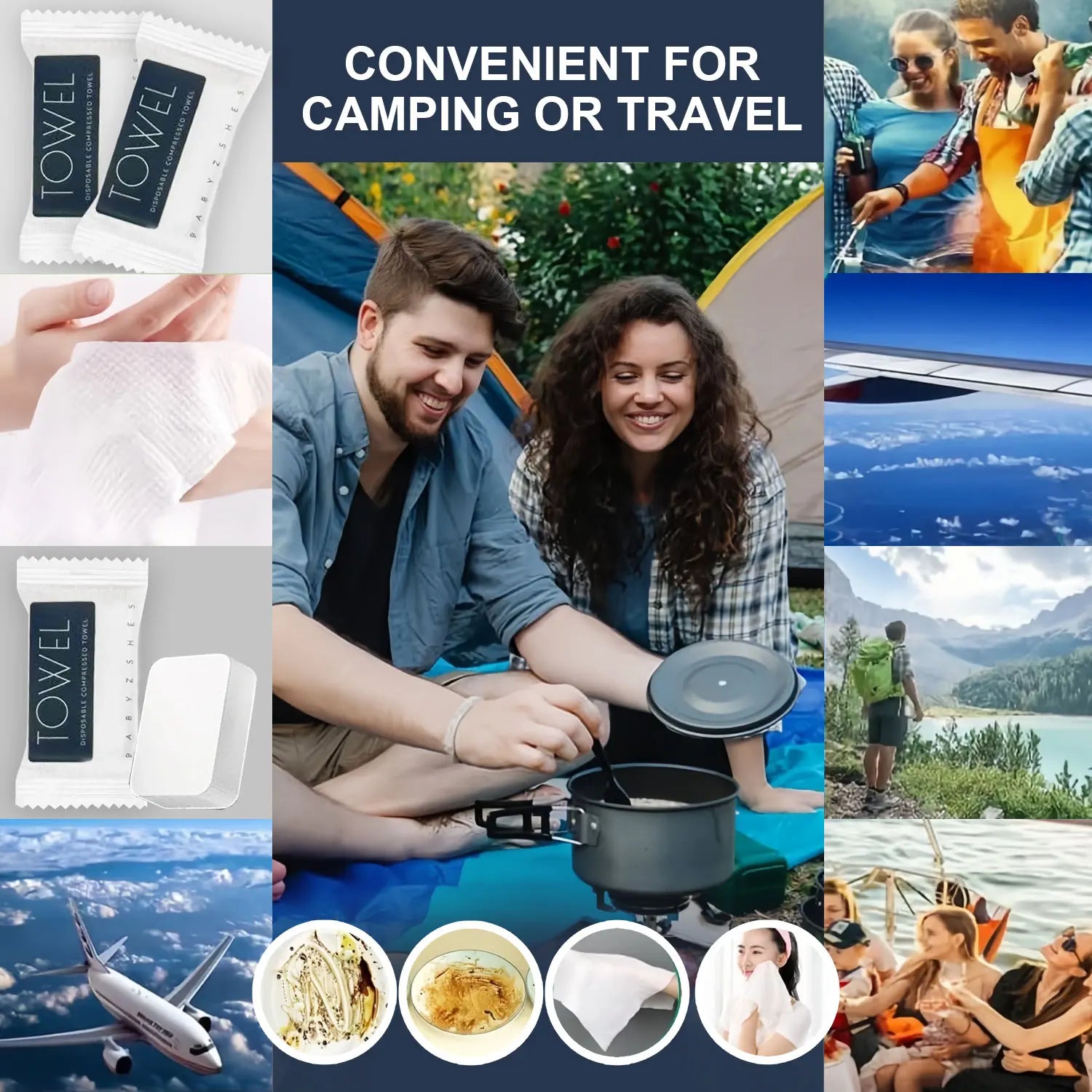 Disposable Compressed Towels 30 Count Portable Travel Towels Expandable Face Towels for Camping Hiking Gym Makeup Removal Individually Compact Tablets