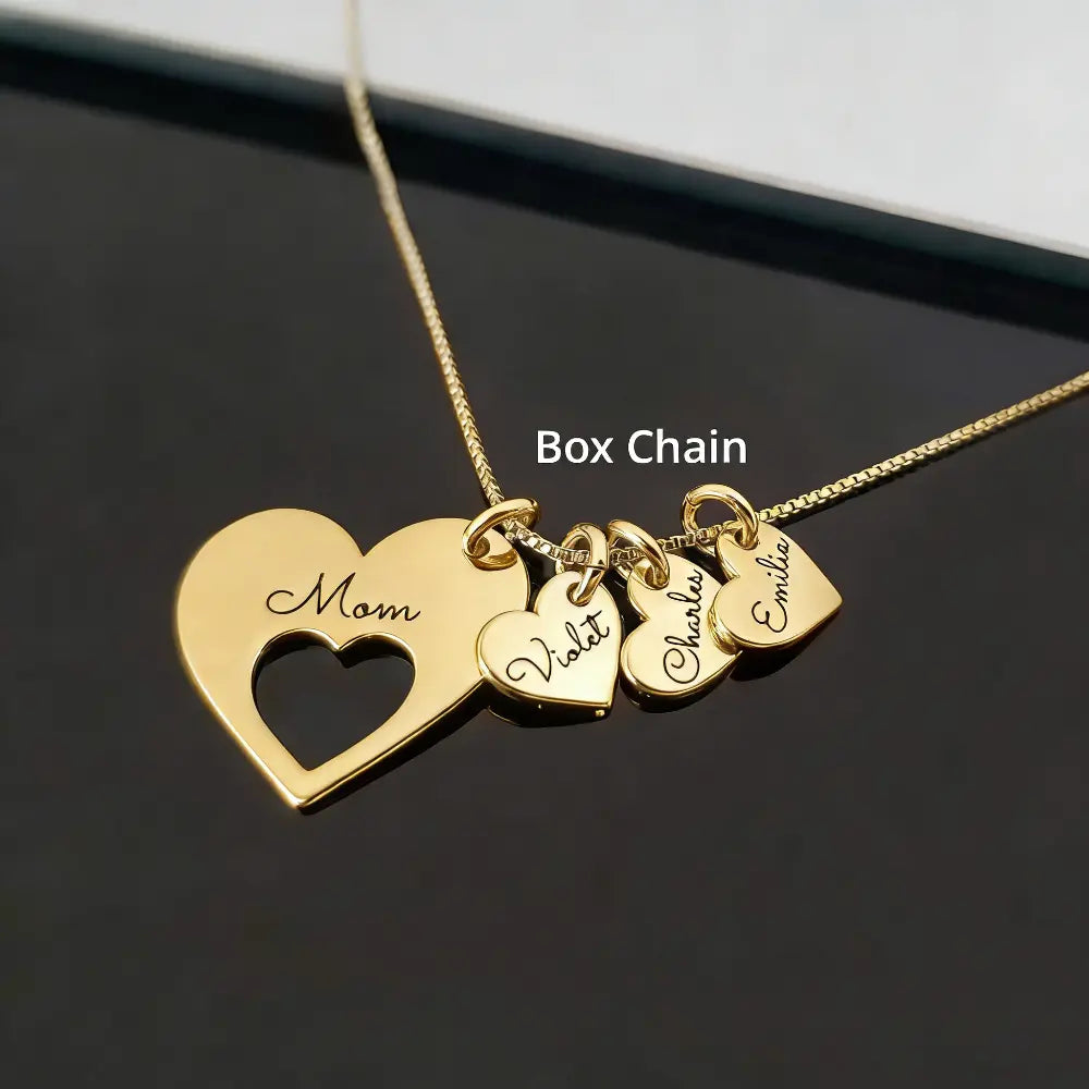 AS198 for Mother'S Day Meaninful Personalized Hearts Name Multiple Heart Names Necklace, Family Keepsake Necklace Family Names Mom'S Day Gift