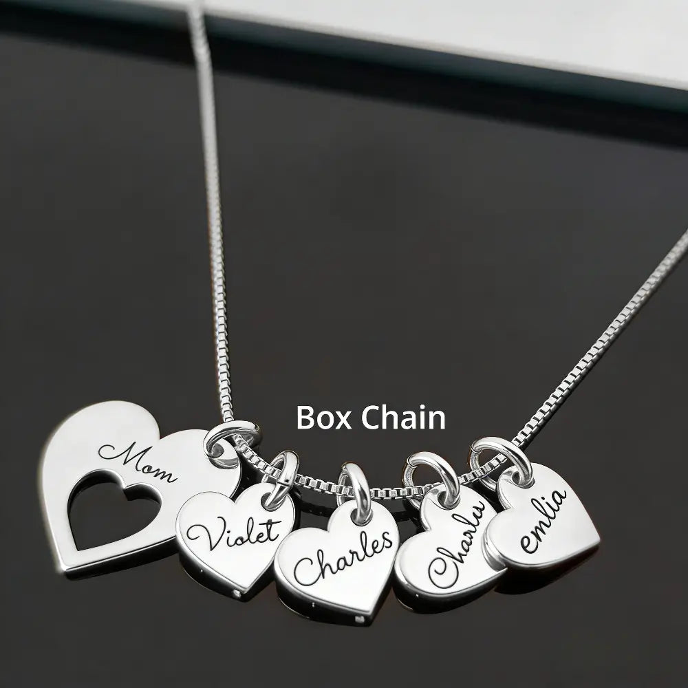 AS198 for Mother'S Day Meaninful Personalized Hearts Name Multiple Heart Names Necklace, Family Keepsake Necklace Family Names Mom'S Day Gift