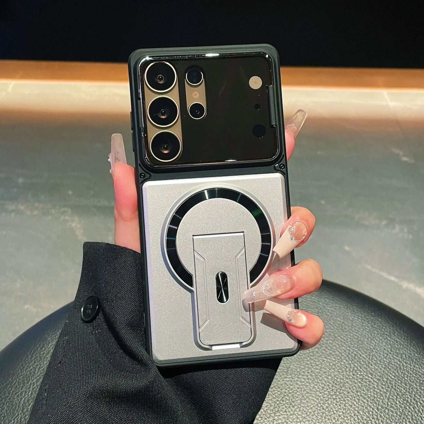 Multifunctional Magnetic Case with Invisible Stand & Camera Protection for Samsung S Series
