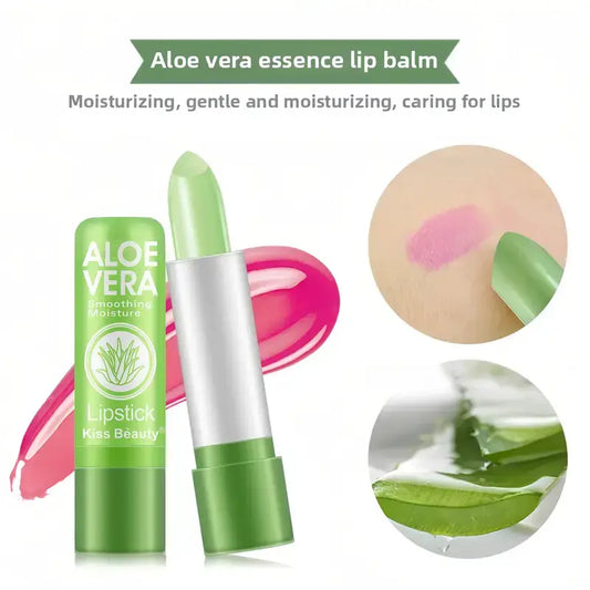 2Pcs Long-Lasting Moisturizing Aloe Vera Lipstick, This Color-Changing Lipstick Contains Natural Aloe Vera Extract, Is Waterproof, Moisture-Proof, and Long-Lasting. It'S Transfer-Proof and Suitable for Pregnant Women and Those with Sensitive Skin.