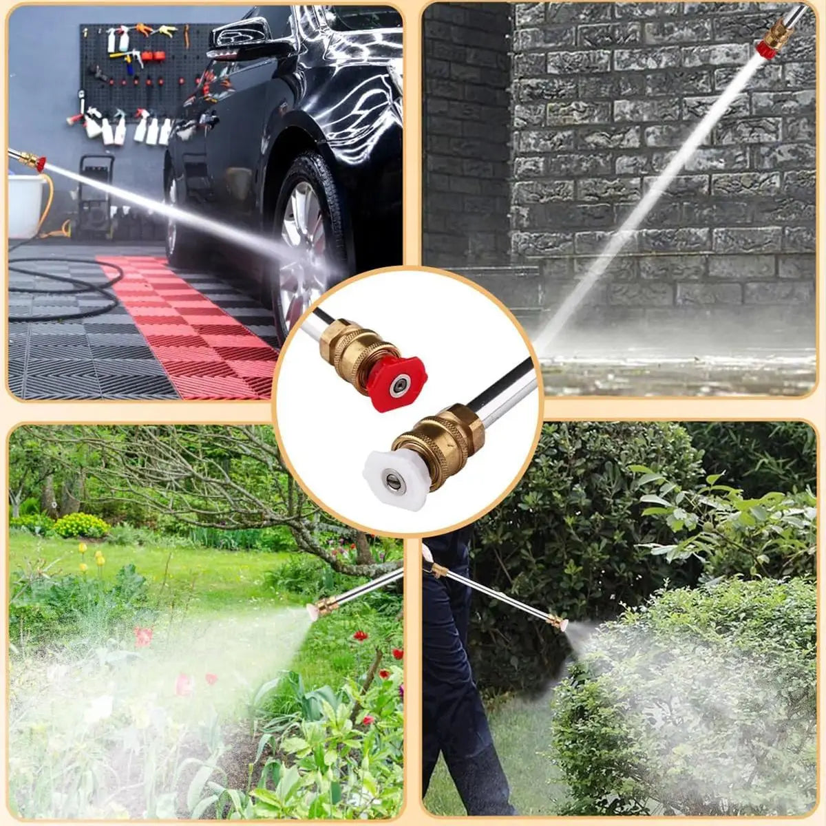 【Summervibes】Jet Nozzle Power Washer for Garden Hose, Includes 2 High-Pressure Nozzles and Quick Connectors | Hydro Jet High Pressure Washer Tools.