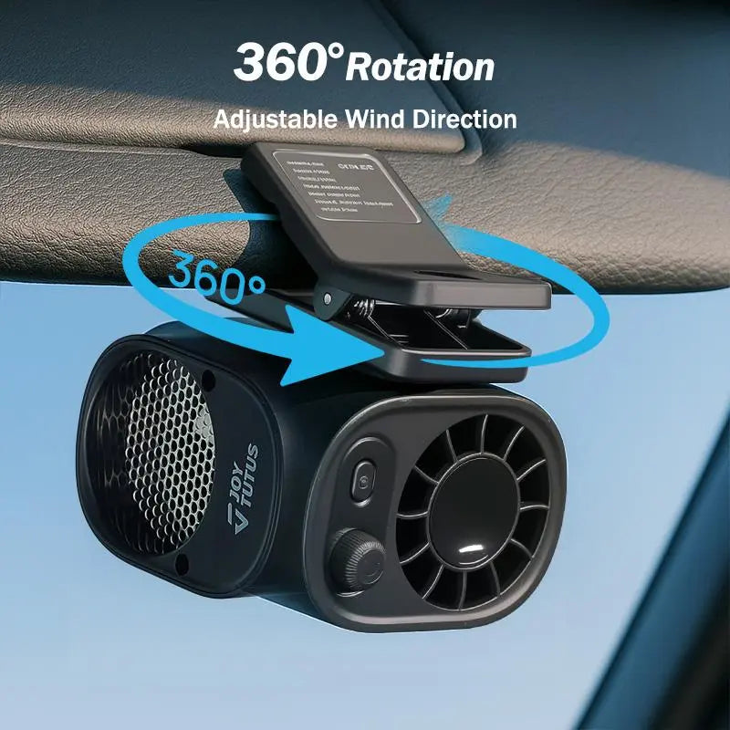 Summervibes JOYTUTUS 2026 Car Clip on Fan with LED Display - 360° Rotation, 100 Speeds Adjustable, USB Rechargeable Personal Summer Clip Fan, 3Hr 1800Mah Battery, Wide Clamp for Car Sun Visor, Car Back Seat, Baby Stroller, Desktop & Multiple Scenes