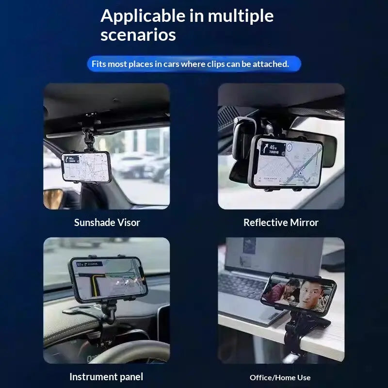 Phone Car Mount for Central Dashboard/Rearview Mirror – Multifunctional In‑Car Navigation Support Bracket