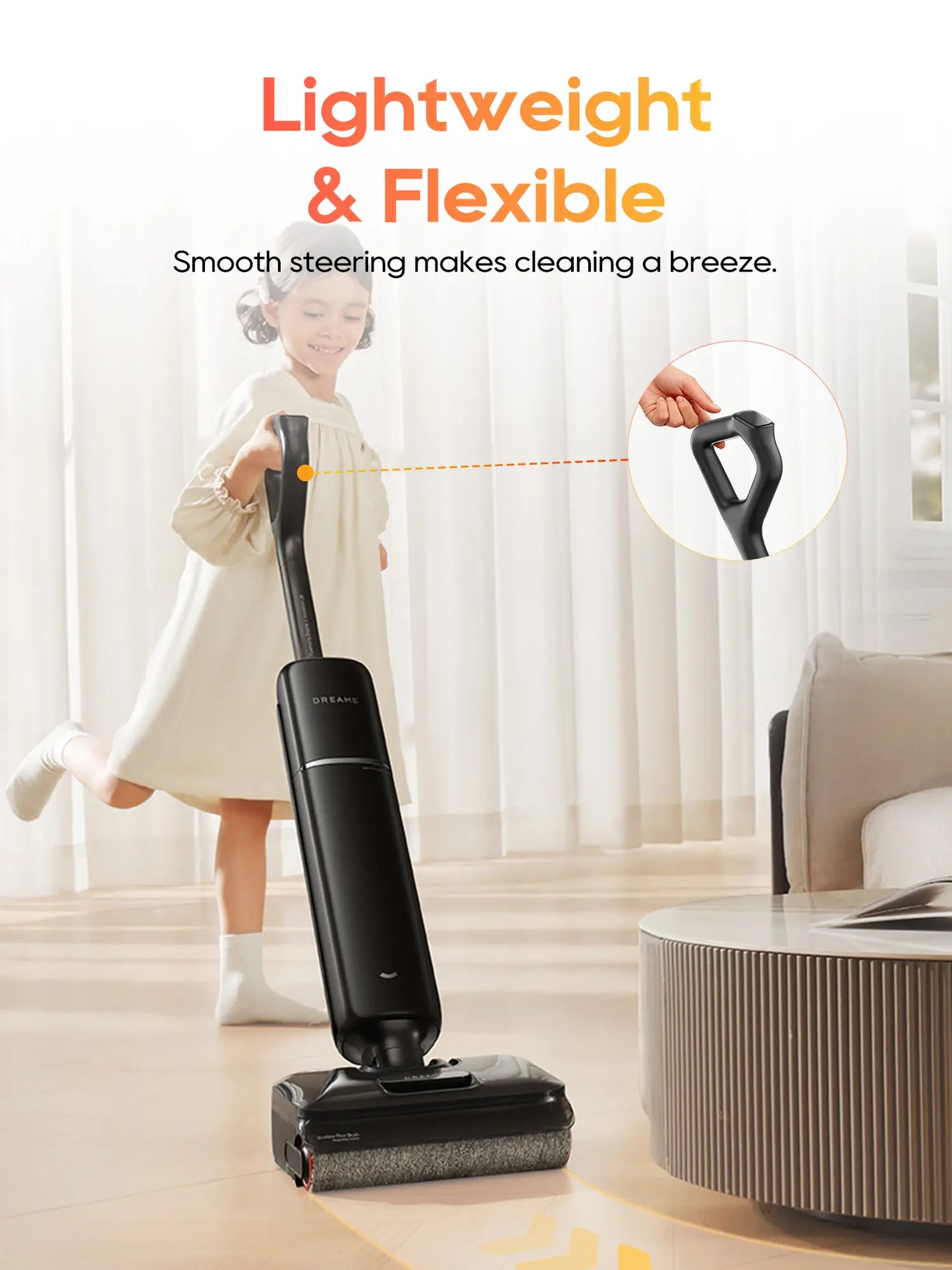 [New Launch] DREAME Aero Wet Dry Vacuum Cleaner, All-In-One Vacuum Mop for Wet & Dry Messes, 0 Hair Residue Great for Pet Owners, One-Press Self-Clean, 180° Lie Flat, 35Mins Runtime for Hard Floor Cleaning
