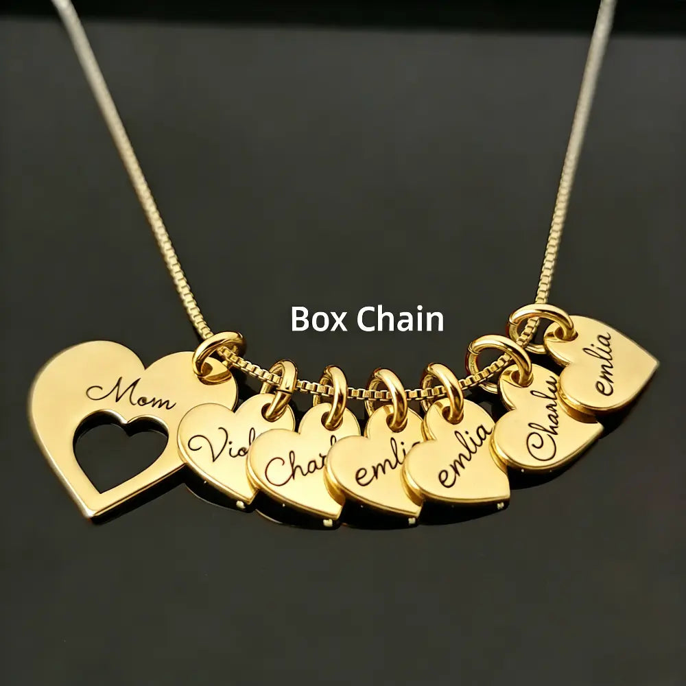 AS198 for Mother'S Day Meaninful Personalized Hearts Name Multiple Heart Names Necklace, Family Keepsake Necklace Family Names Mom'S Day Gift