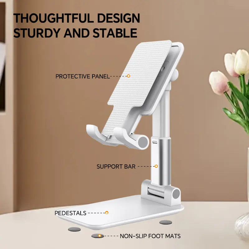 Universal Foldable Phone Stand, Adjustable Angle Desktop Cellphone Holder, Stable & Portable for All Phones