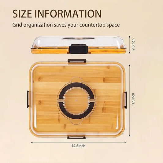 [Mother'S Day Gift] 2-In-1 Bamboo Cutting Board & Charcuterie Board with Lid, Reversible Chopping Board with Juice Groove & Handle, Snack Tray with Compartments, Portable Dust-Proof Cover for Picnic, Party & Gifts