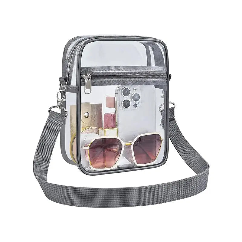 Stadium Approved Clear Crossbody Backpack - Waterproof PVC Transparent Bag with Adjustable Strap for Men & Women, Ideal for Concerts, Sports Events, Festivals, Travel, Swimming & Beach