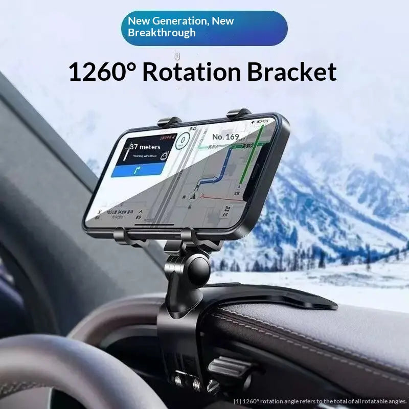 Phone Car Mount for Central Dashboard/Rearview Mirror – Multifunctional In‑Car Navigation Support Bracket