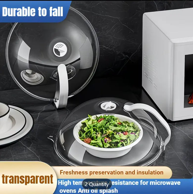 2 PCS Microwave Splatter PC Material Cover with Handle, Reusable Microwave Lid Food, Modern Kitchen Utensils, Kitchen Gadgets, Kitchen Accessories
