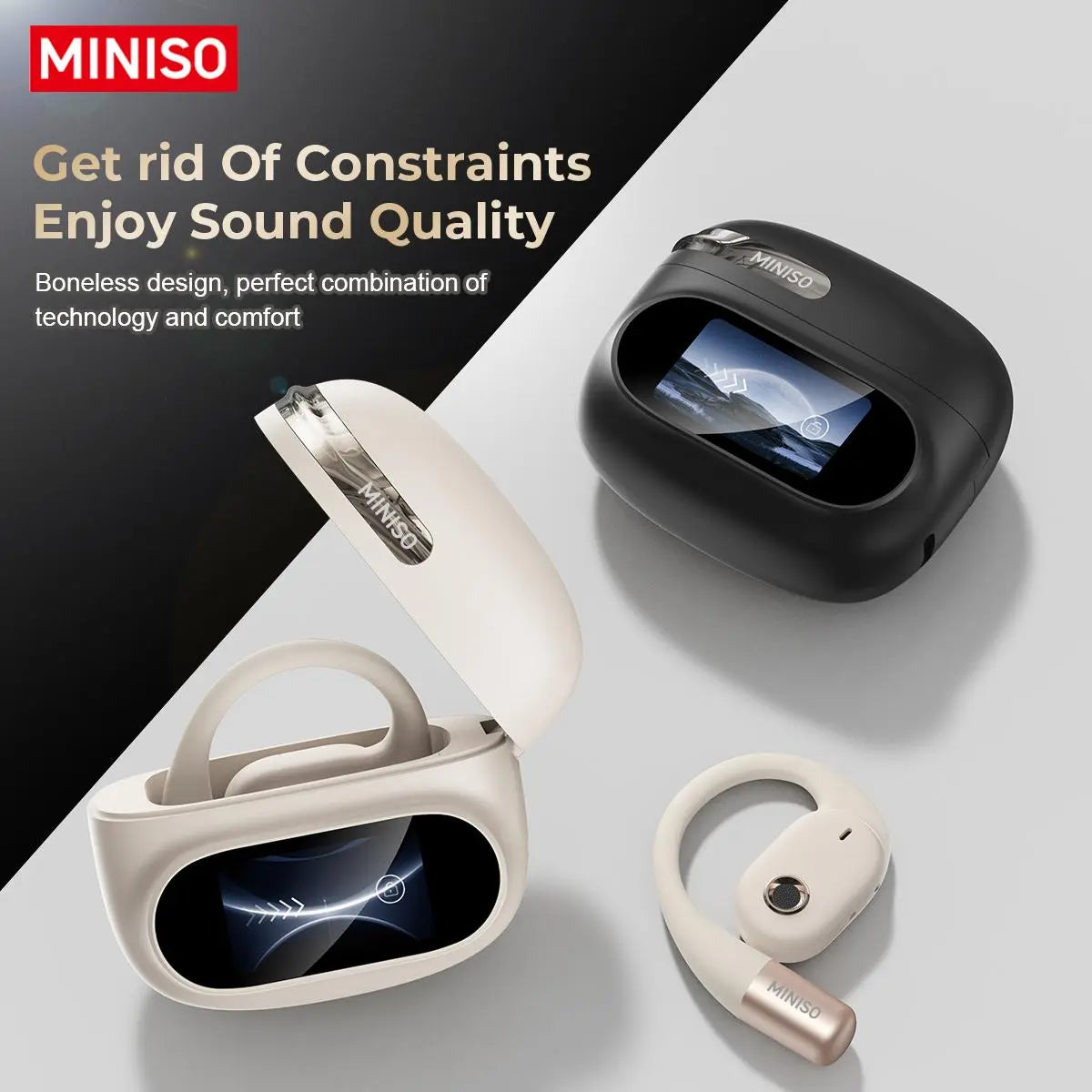 MINISO MS150 Open Wireless Headset BT5.4 Smart Screen Comfortable to Wear Super Sound Quality Long Battery Life Suitable for Music, Games, Sports