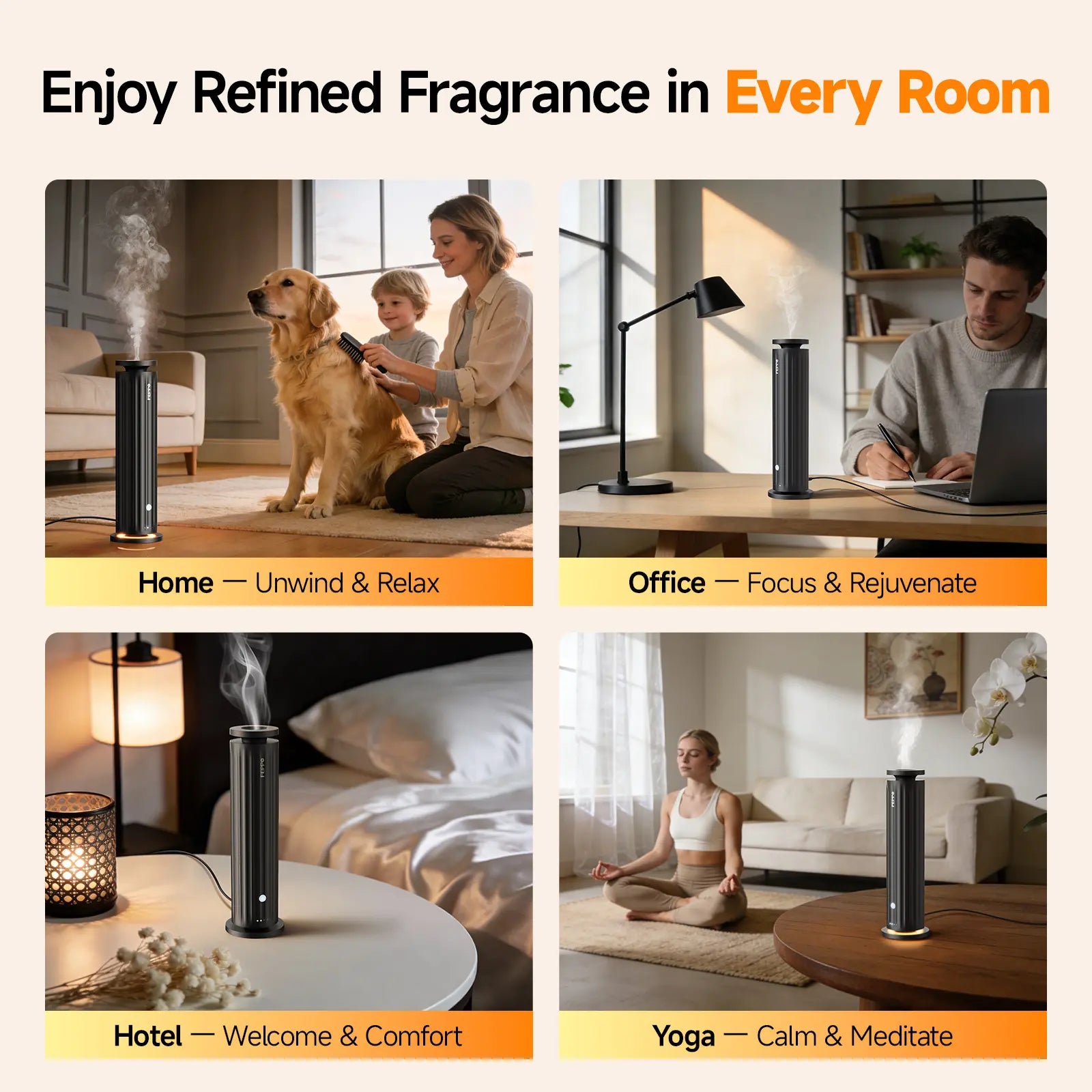[Mother'S Day Gift] FEPPO Waterless Diffuser - Cold Air Waterless Essential Oil Diffuser Starter Kit with 5X20Ml Ho #Summervibestel Scent Oils, Quiet Smart Scent Diffuser, 6 Intensity, Timer, 1000 Sq. Ft for Home, Office, Hotel, Yoga