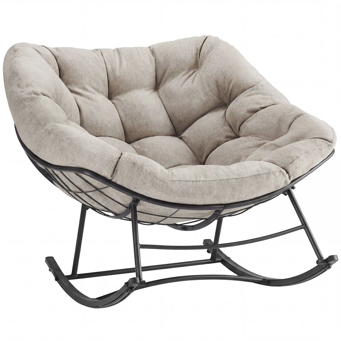 Heavy Duty Outdoor Rocking Chair with Cushion, Oversized Egg Lounge, 450 Lbs All-Weather Glider for Patio, Garden, Living Room