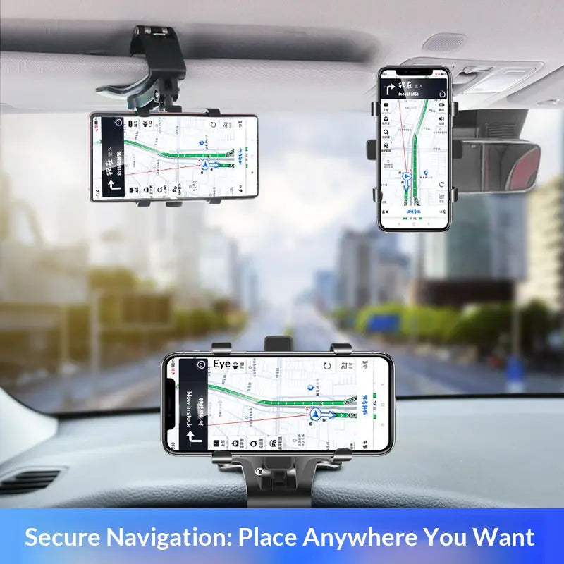 Phone Car Mount for Central Dashboard/Rearview Mirror – Multifunctional In‑Car Navigation Support Bracket