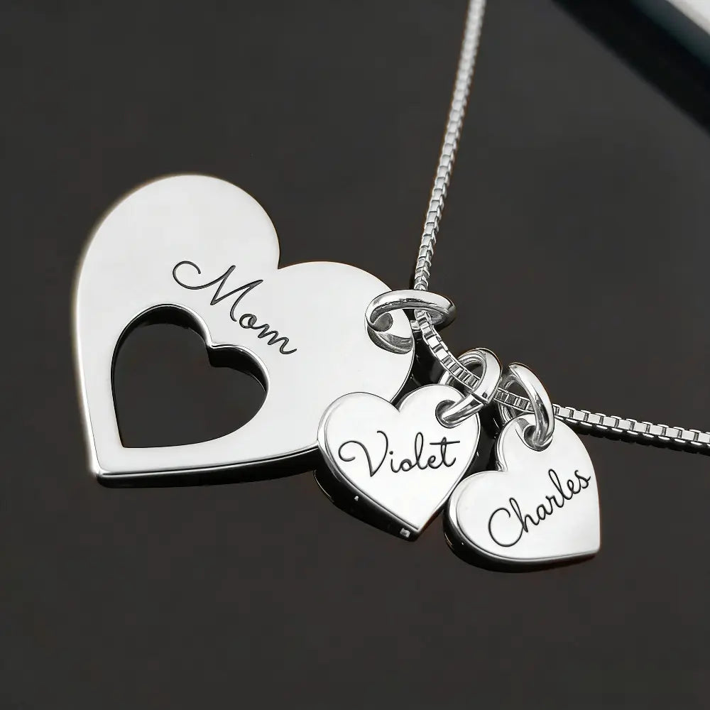 AS198 for Mother'S Day Meaninful Personalized Hearts Name Multiple Heart Names Necklace, Family Keepsake Necklace Family Names Mom'S Day Gift