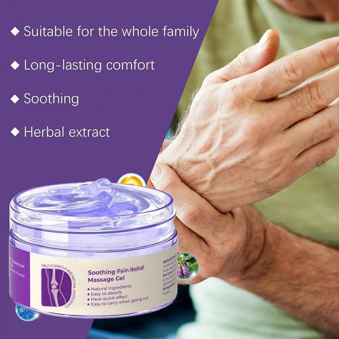 Ximonth Soothing Pain Relief Massage Gel Natural Plant Extracts Non-Greasy Fast-Absorbing Joint Discomfort Relief 100G