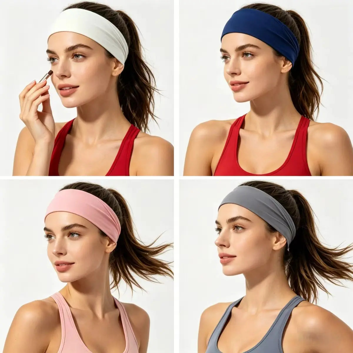 12-Pack No-Slip Elastic Fashion Headbands for Women, Sports Headbands for Workout & Daily Use