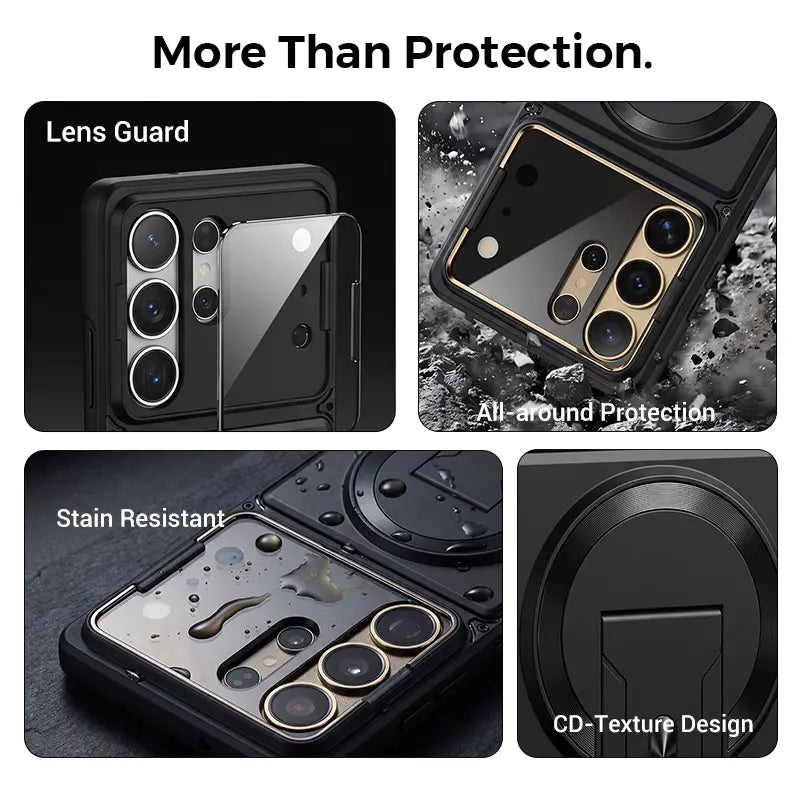 Multifunctional Magnetic Case with Invisible Stand & Camera Protection for Samsung S Series