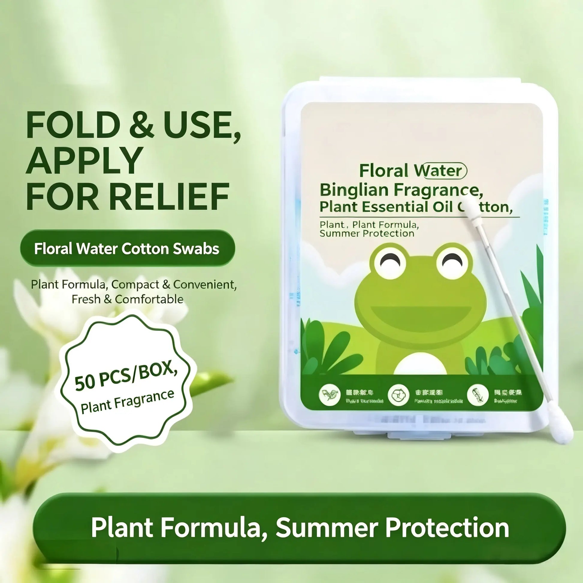 Cotton Swabs,Floral Water Cotton Swabs,And Plant Essential Oil Cotton Swabs Soothe and Relieve Summer Skin Itching.Suitable for Topical Application to the Skin (50 Cotton Swabs).