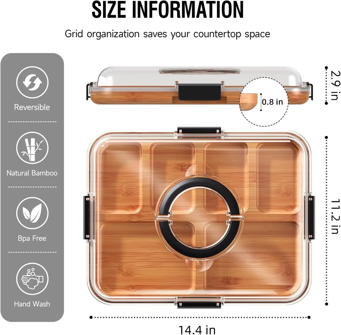 [Mother'S Day Gift] 2-In-1 Bamboo Cutting Board & Charcuterie Board with Lid, Reversible Chopping Board with Juice Groove & Handle, Snack Tray with Compartments, Portable Dust-Proof Cover for Picnic, Party & Gifts