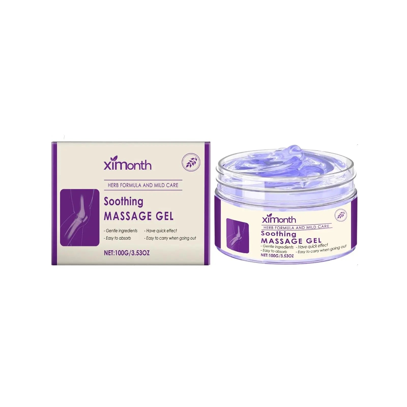 Ximonth Soothing Pain Relief Massage Gel Natural Plant Extracts Non-Greasy Fast-Absorbing Joint Discomfort Relief 100G
