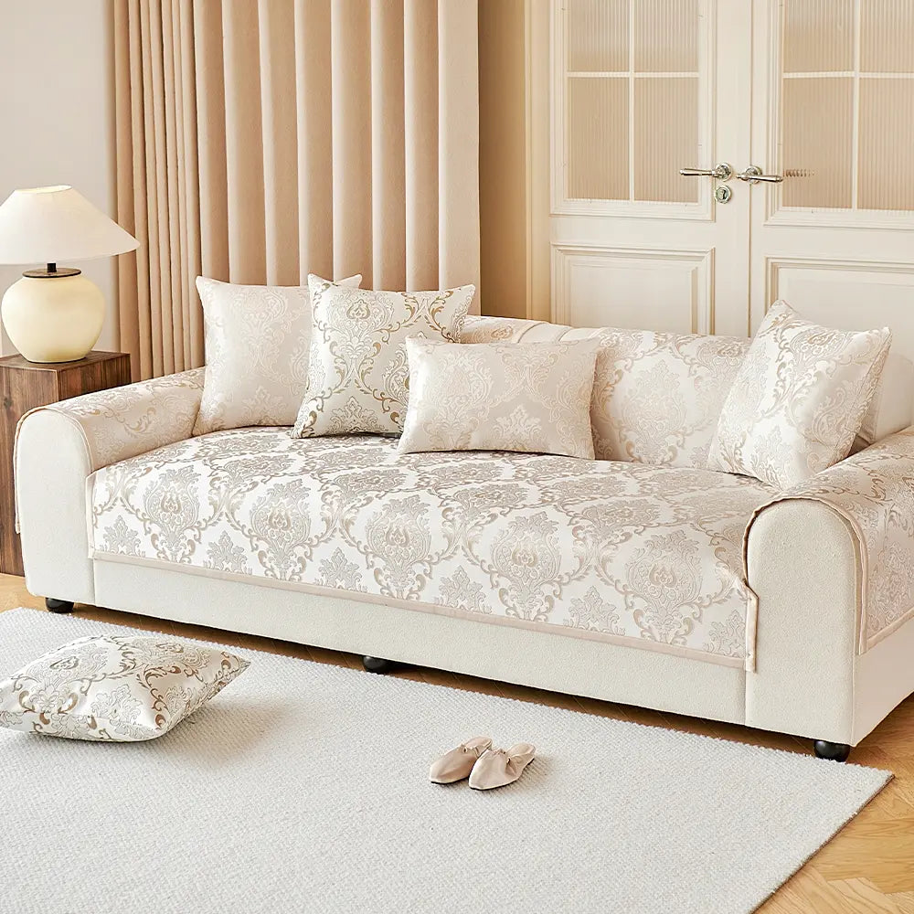Luxury European Style Floral Sofa Cushion, Bohemian Anti-Slip Design, Breathable Pet-Friendly Washable Multi-Purpose Decorative Pillow, Dustproof Couch Pad