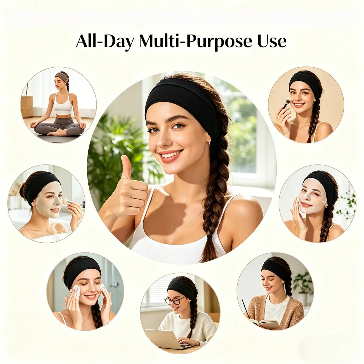 12-Pack No-Slip Elastic Fashion Headbands for Women, Sports Headbands for Workout & Daily Use